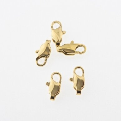 10 pcs, stainless steel lobster clasp, gold plated, gold color, length- 9, 11, 13 mm