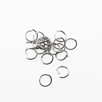 20 pcs, stainless steel unsoldered single jump rings, silver color, line diameter-1.2 mm, diameter 10 mm