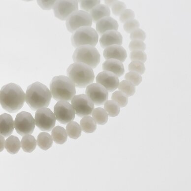 Glass Crystal, Faceted Abacus Rondelle Bead, #041 Non-transparent white color, 2x1, 3x2, 4x3, 6x4, 8x6, 10x8, 11x9 mm