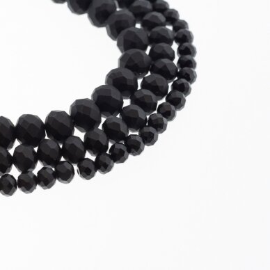 Glass Crystal, Faceted Abacus Rondelle Bead, #161 Non-transparent black color, 2x1, 3x2, 4x3, 6x4, 8x6, 10x8, 11x9 mm