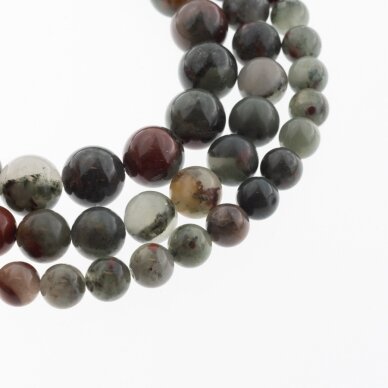 African Bloodstone, Natural, B Grade, Round Bead, Dark Green-Red, 37-39 cm/strand, 4, 6, 8, 10, 12 mm