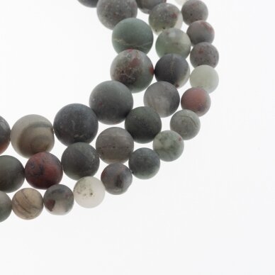 African Bloodstone, Natural, B Grade, Matte Round Bead, Dark Green-Red, 37-39 cm/strand, 4, 6, 8, 10, 12 mm