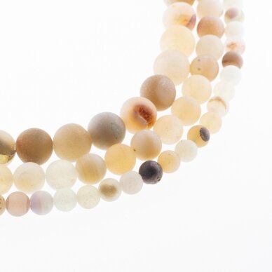 Druzy Agate, Natural, AB Grade, Round Bead, Beige, 37-39 cm/strand, 6, 8, 10, 12 mm