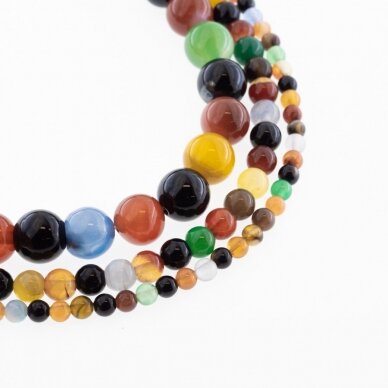 Mixed Agate, Natural, Dyed, Round Bead, 37-39 cm/strand, 4, 6, 8, 10, 12 mm