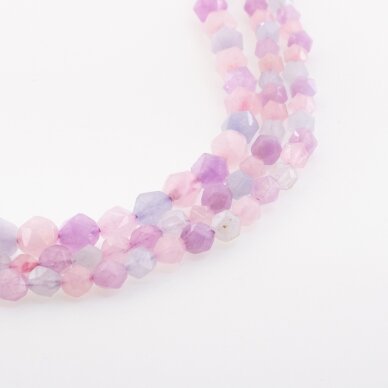 Assorted Stone (Amethyst, Aquamarine, Rose Quartz), Natural, AB Grade, Star-cut Round Bead, Mixed Colors, 37-39 cm/strand, 6, 8, 12 mm