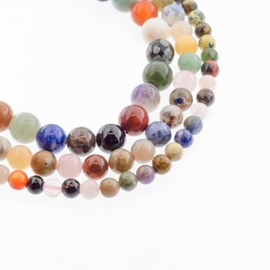 Assorted Stone (Sodalite, Lapis Lazuli, Carnelian, Amethyst, Rose Quartz etc), Natural, AB Grade, Round Bead, Mixed Colors, 37-39 cm/strand, 6, 8, 10 mm