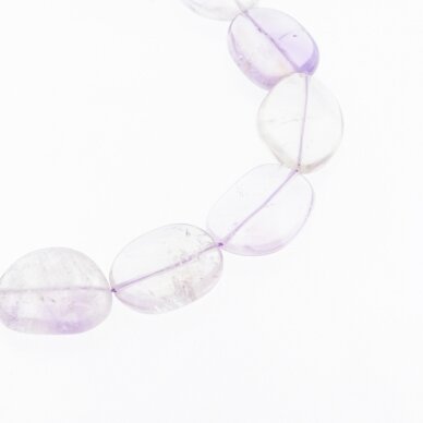 Lavender Amethyst, Natural, B Grade, Hand-cut Flat Oval Bead, Light Violet, 37-39 cm/strand, about 17x24-20x30 mm