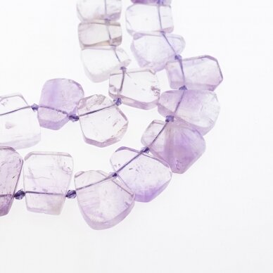 Lavender Amethyst, Natural, B Grade, Rough Top-drilled Hand-cut Fan Bead, Light Violet, 37-39 cm/strand, about 13x16-28x36 mm