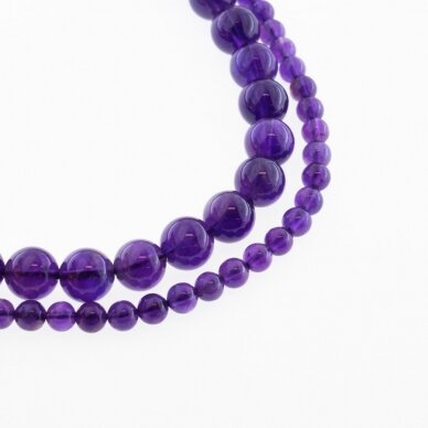 Amethyst, Natural, A Grade, Round Bead, Violet, 37-39 cm/strand, 4, 6, 8, 10 mm