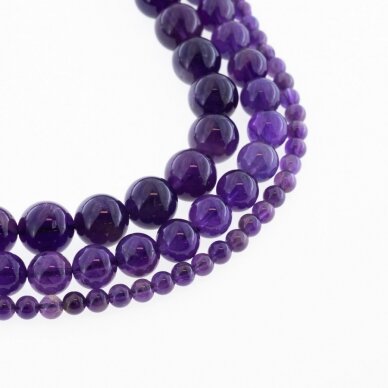 Amethyst, Natural, AB Grade, Round Bead, Violet, 37-39 cm/strand, 4, 6, 8, 10, 12 mm