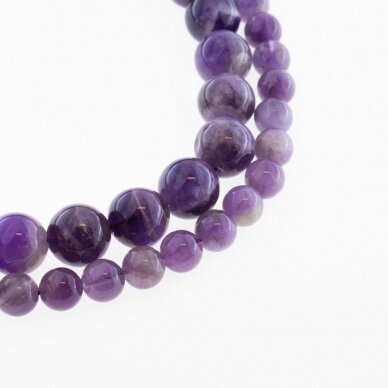 Amethyst, Natural, B Grade, Round Bead, Violet, 37-39 cm/strand, 4, 6, 8, 10, 12 mm