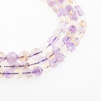 Ametrine, Natural, AB Grade, Heated, Round Bead, Light Violet-Golden, 37-39 cm/strand, 6, 8, 10 mm