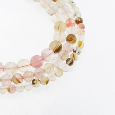 Tigerskin Quartz/Watermelon Skin Quartz Glass, Round Bead, Mixed Colors, 37-39 cm/strand, 4, 6, 8, 10, 12 mm