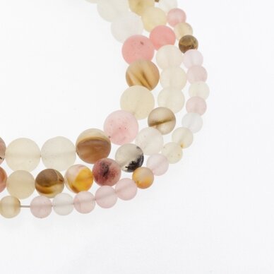 Tigerskin Quartz/Watermelon Skin Quartz Glass, Matte Round Bead, Mixed Colors, 37-39 cm/strand, 4, 6, 8, 10, 12 mm