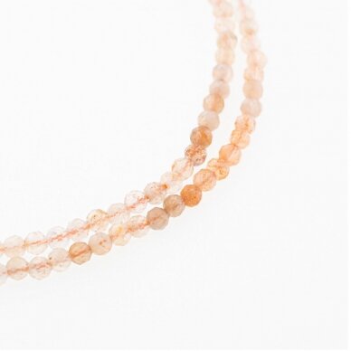 Golden Strawberry Quartz, Natural, B Grade, Faceted, Round Bead, Light Orange 37-39 cm/strand, 3 mm