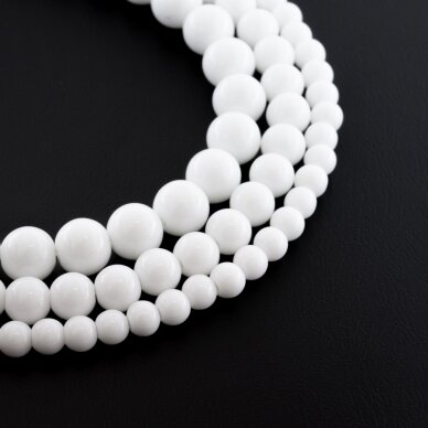 White Onyx Imitation, Round Bead, 37-39 cm/strand, 4, 6, 8, 10, 12, 14, 16, 18, 20 mm