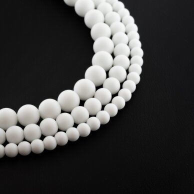 White Onyx Imitation, Matte Round Bead, 37-39 cm/strand, 4, 6, 8, 10, 12, 14, 16, 18, 20 mm