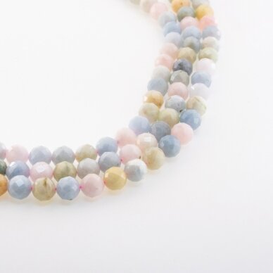 Beryl, Natural, B Grade, Faceted Round Bead, Mixed Colors, 37-39 cm/strand, 2, 4, 6, 8, 10, 12 mm