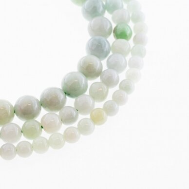 Burmese Jadeite, Natural, C Grade, Round Bead, Greenish White, 37-39 cm/strand, 6, 8, 10 mm