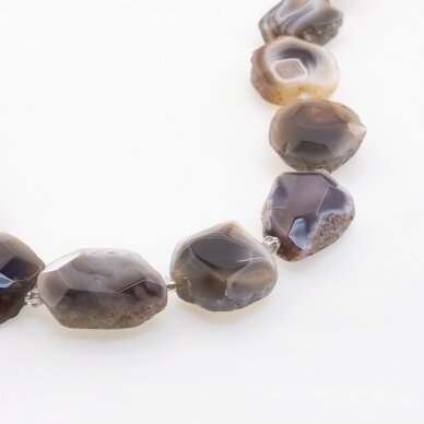 Botswana Agate, Natural, B Grade, Faceted Slice Bead, Grey-Brown, 37-39 cm/strand, about 18x24-22x34 mm