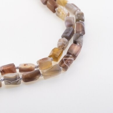 Botswana Agate, Natural, B Grade, Faceted Hand-cut Tube Bead,Grey-Brown, 37-39 cm/strand, about 5x8 mm