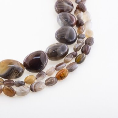 Botswana Agate, Natural, B Grade, Pebble Bead, Grey-Brown, 37-39 cm/strand, about 8x10-10x12 mm