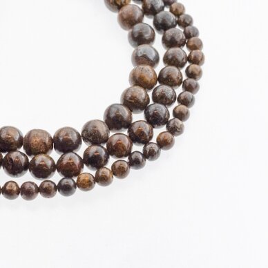 Bronzite, Natural, B Grade, Round Bead, Brown, 37-39 cm/strand, 4, 6, 8, 10, 12 mm