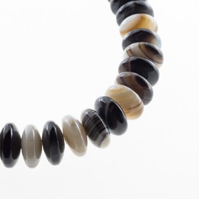 Bull's Eye Agate, Natural, AB Grade, Abacus Rondelle Bead, Brown-Grey, 37-39 cm/strand, 14x6 mm