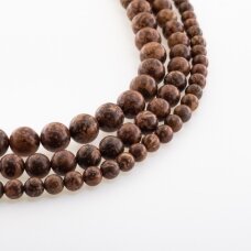 Chrysanthemum Stone, Natural, B Grade, Round Bead, Brown, 37-39 cm/strand, 6, 8, 10, 12 mm