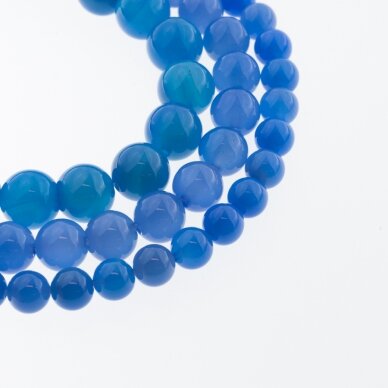 Chalcedony, Natural, AB Grade, Dyed, Round Bead, Blue, 37-39 cm/strand, 4, 6, 8, 10, 12 mm