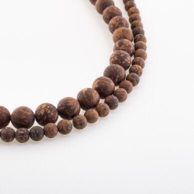 Chrysanthemum Stone, Natural, B Grade, Matte Round Bead, Brown, 37-39 cm/strand, 6, 8, 10, 12 mm