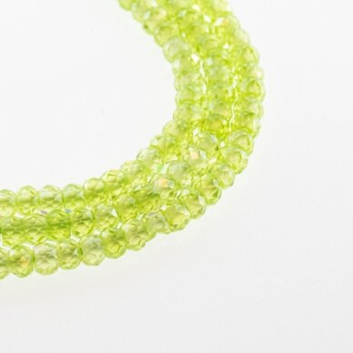 Cubic Zirconia, Natural, B Grade, Faceted Abacus Rondelle Bead, Light Green, 37-39 cm/strand, 3x2 mm