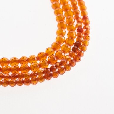 Cubic Zirconia, Natural, B Grade, Faceted Round Bead, Orange, 37-39 cm/strand, 2, 3 mm