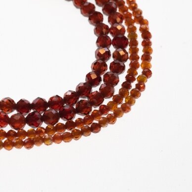 Cubic Zirconia, Natural, B Grade, Faceted Round Bead, Dark Orange, 37-39 cm/strand, 2, 3 mm