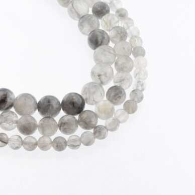 Cloudy Quartz, Natural, AB Grade, Round Bead, Grey, 37-39 cm/strand, 4, 6, 8, 10, 12 mm