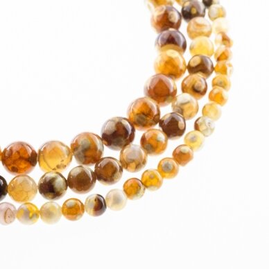 Fire Spotted Agate, Natural, Dyed, Round Bead, Light Brown, 37-39 cm/strand, 6, 8, 10, 12 mm