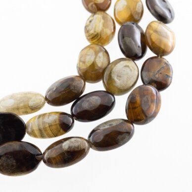 Fire Spotted Agate, Natural, Dyed, Puffed Oval Bead, Light Brown, 37-39 cm/strand, 13x18 mm