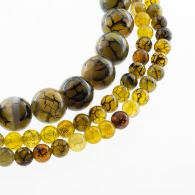 Dragon Veins Agate, Natural, Dyed, Round Bead, Light Green, 37-39 cm/strand, 6, 8, 10, 12 mm