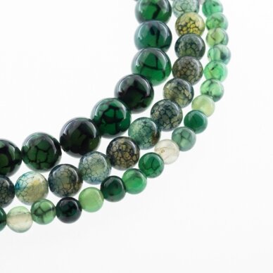 Dragon Veins Agate, Natural, Dyed, Round Bead, Dark Green, 37-39 cm/strand, 6, 8, 10, 12 mm