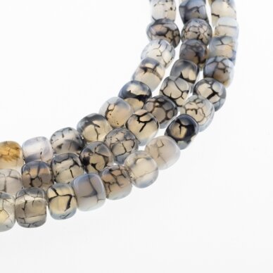 Dragon Veins Agate, Natural, Dyed, Cube Bead, Grey, 37-39 cm/strand, 8 mm