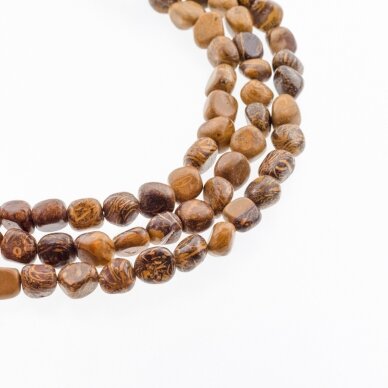 Elephantskin Jasper/Calligraphy Stone, Natural, Nugget Bead, Brown, 37-39 cm/strand, about 6x8-8x10 mm