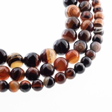 Striped Agate, Natural, A Grade, Dyed, Round Bead, Red-Black, 37-39 cm/strand, 4, 6, 8, 10, 12, 14 mm