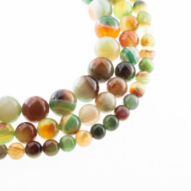 Striped Agate, Natural, A Grade, Dyed, Round Bead, Green-Brown, 37-39 cm/strand, 4, 6, 8, 10, 12, 14 mm