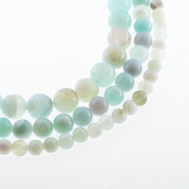 Striped Agate, Natural, A Grade, Dyed, Round Bead, Light Turquoise, 37-39 cm/strand, 4,  6, 8, 10, 12, 14 mm