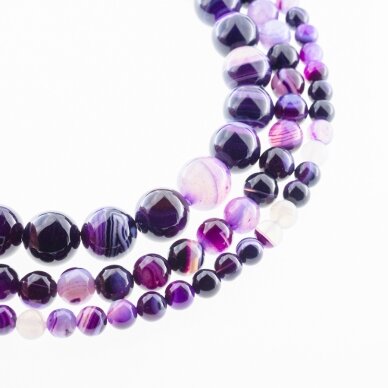 Striped Agate, Natural, A Grade, Dyed, Round Bead, Violet, 37-39 cm/strand, 4, 6, 8, 10, 12, 14 mm