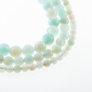 Striped Agate, Natural, A Grade, Dyed, Faceted Round Bead, Light Turquoise, 37-39 cm/strand, 4, 6, 8, 10, 12, 14 mm