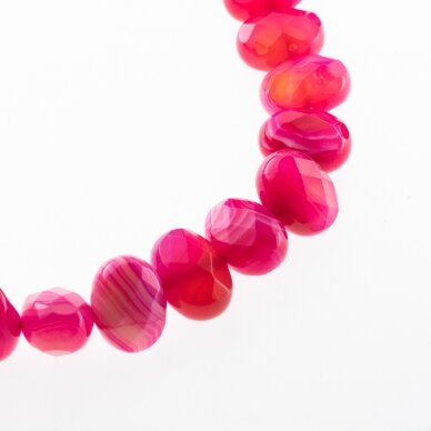 Striped Agate, Natural, A Grade, Faceted Oval Bead, Pink, 37-39 cm/strand, 16x12 mm