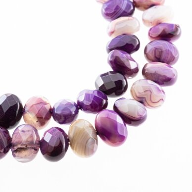 Striped Agate, Natural, A Grade, Faceted Oval Bead, Violet, 37-39 cm/strand, 16x12 mm