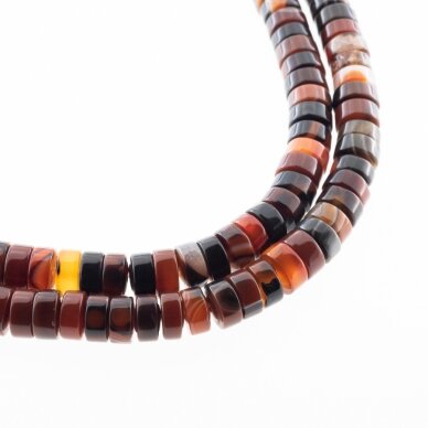 Striped Agate, Natural, A Grade, Dyed, Heishi Rondelle Bead, Red-Black, 37-39 cm/strand, 8x4, 10x6 mm