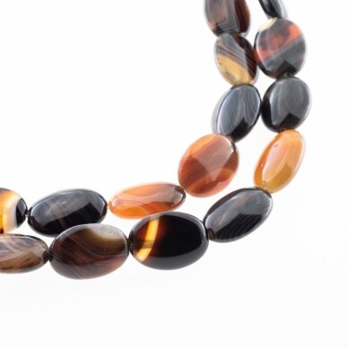 Striped Agate, Natural, A Grade, Dyed, Puffed Oval Bead, Red-Black, 37-39 cm/strand, 13x18 mm